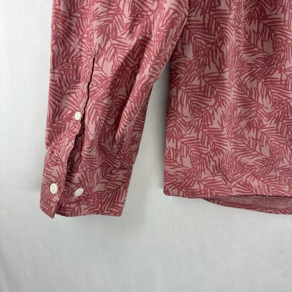 A-FRAME Stretch Button-Up Shirt Mens Size XL Regular Fit Leaf Print Pink/Red - Picture 5 of 11
